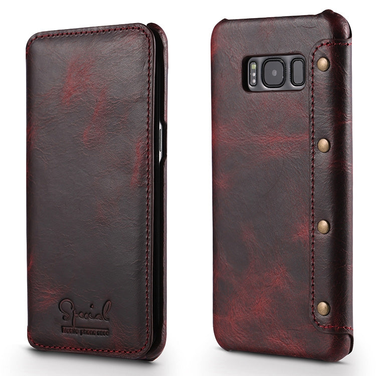 For Galaxy S8 Denior Oil Wax Cowhide Simple Horizontal Flip Leather Case with Card Slots & Wallet