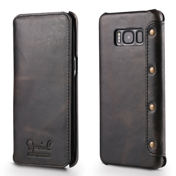 For Galaxy S8 Plus Denior Oil Wax Cowhide Simple Horizontal Flip Leather Case with Card Slots & Wallet
