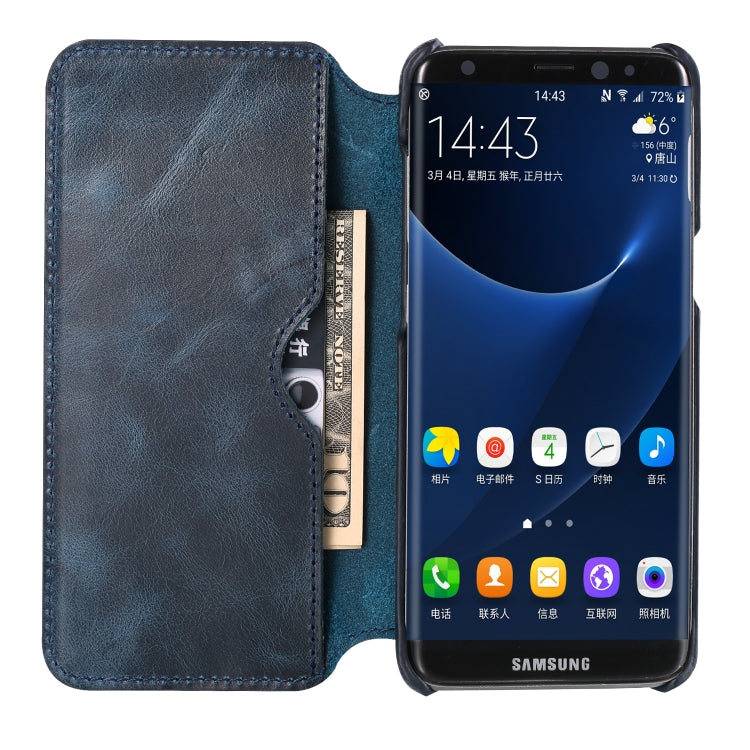For Galaxy S8 Plus Denior Oil Wax Cowhide Simple Horizontal Flip Leather Case with Card Slots & Wallet