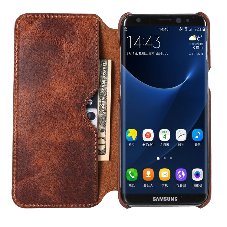 For Galaxy S8 Plus Denior Oil Wax Cowhide Simple Horizontal Flip Leather Case with Card Slots & Wallet