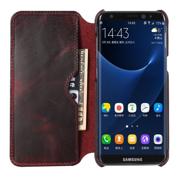 For Galaxy S8 Plus Denior Oil Wax Cowhide Simple Horizontal Flip Leather Case with Card Slots & Wallet