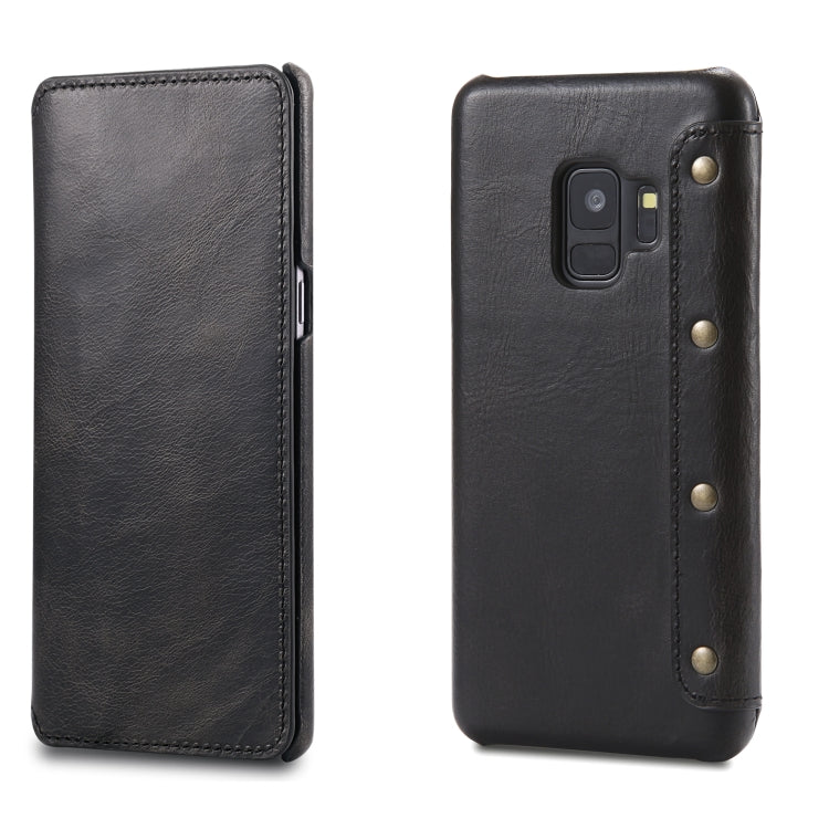 For Galaxy S9 Denior Oil Wax Cowhide Simple Horizontal Flip Leather Case with Card Slots & Wallet