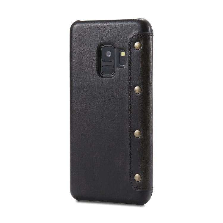 For Galaxy S9 Denior Oil Wax Cowhide Simple Horizontal Flip Leather Case with Card Slots & Wallet