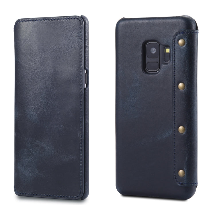 For Galaxy S9 Denior Oil Wax Cowhide Simple Horizontal Flip Leather Case with Card Slots & Wallet