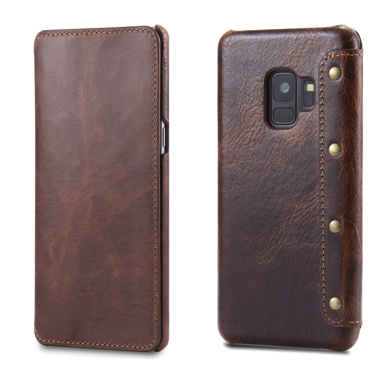 For Galaxy S9 Denior Oil Wax Cowhide Simple Horizontal Flip Leather Case with Card Slots & Wallet