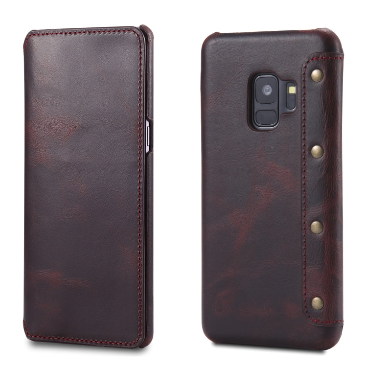For Galaxy S9 Denior Oil Wax Cowhide Simple Horizontal Flip Leather Case with Card Slots & Wallet