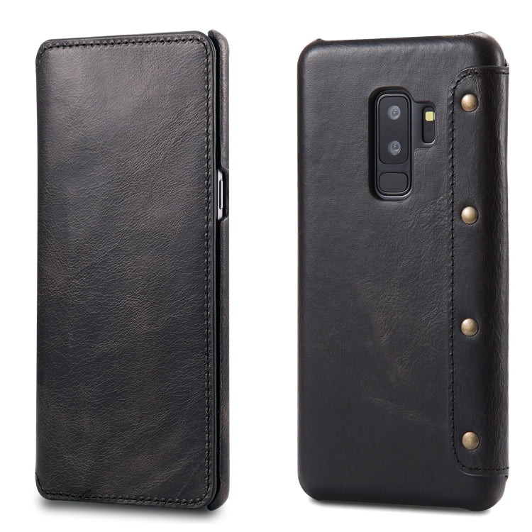 For Galaxy S9 Plus Denior Oil Wax Cowhide Simple Horizontal Flip Leather Case with Card Slots & Wallet