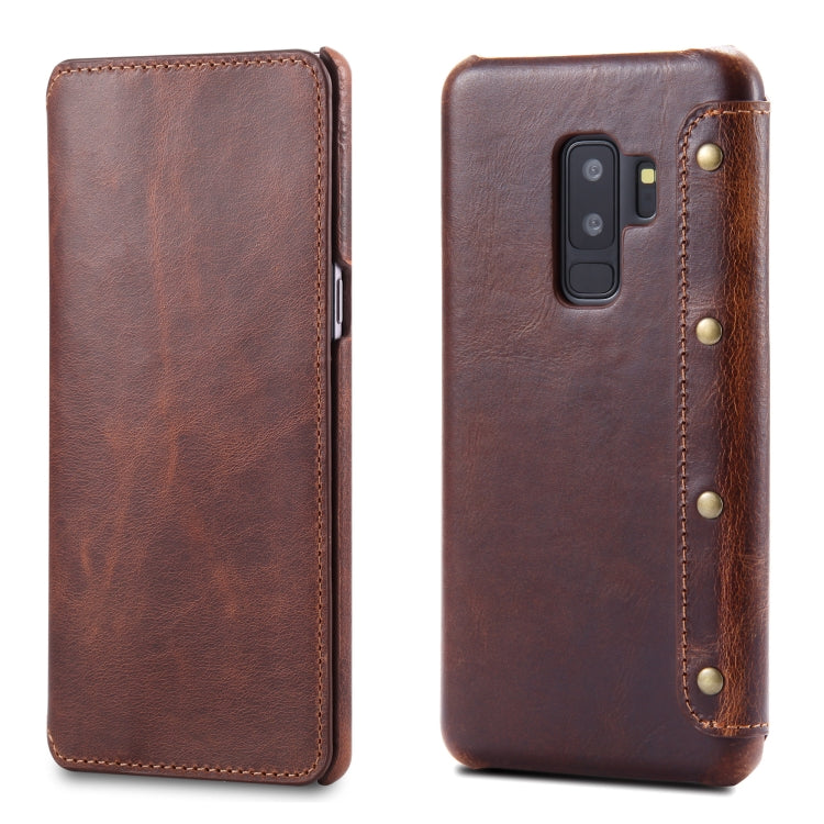 For Galaxy S9 Plus Denior Oil Wax Cowhide Simple Horizontal Flip Leather Case with Card Slots & Wallet