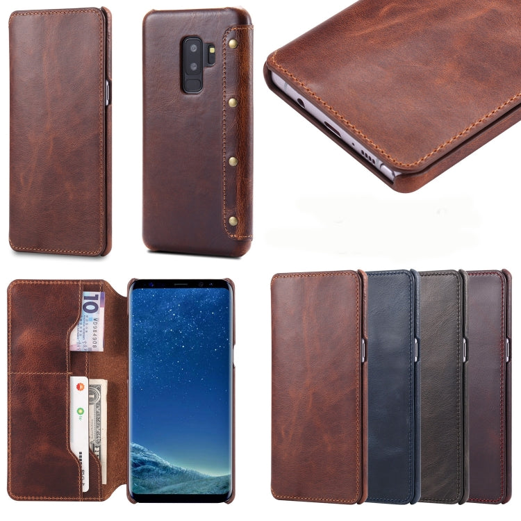 For Galaxy S9 Plus Denior Oil Wax Cowhide Simple Horizontal Flip Leather Case with Card Slots & Wallet