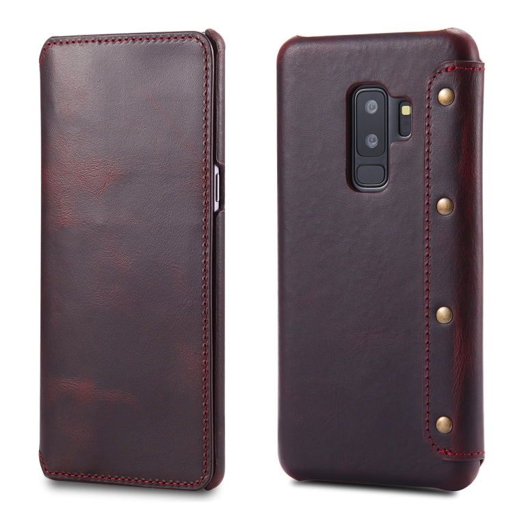 For Galaxy S9 Plus Denior Oil Wax Cowhide Simple Horizontal Flip Leather Case with Card Slots & Wallet