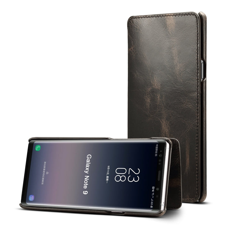 For Galaxy Note9 Denior Oil Wax Cowhide Simple Horizontal Flip Leather Case with Card Slots & Wallet
