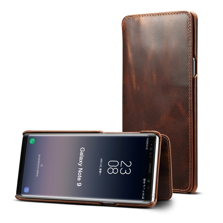 For Galaxy Note9 Denior Oil Wax Cowhide Simple Horizontal Flip Leather Case with Card Slots & Wallet