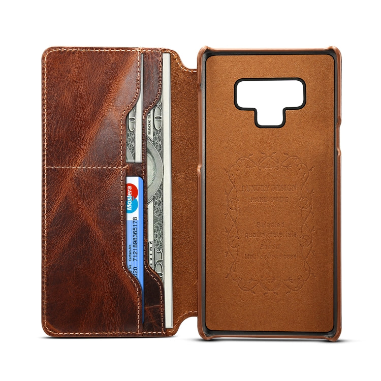 For Galaxy Note9 Denior Oil Wax Cowhide Simple Horizontal Flip Leather Case with Card Slots & Wallet