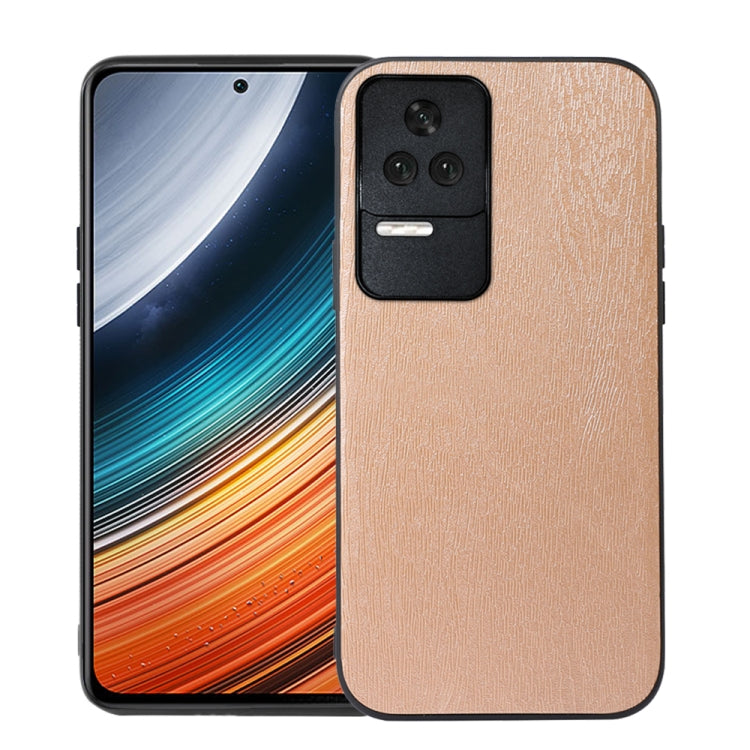 For Xiaomi Redmi K40S 5G Wood Texture PU Phone Case
