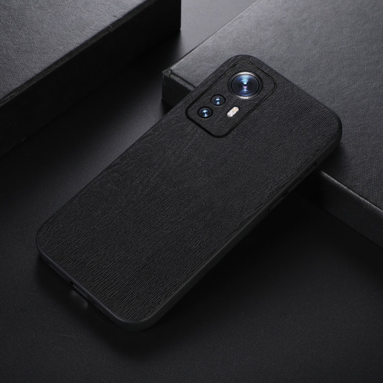 For Xiaomi 12 Pro Wood Texture PU Phone Case