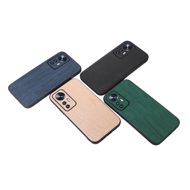 For Xiaomi 12 Pro Wood Texture PU Phone Case