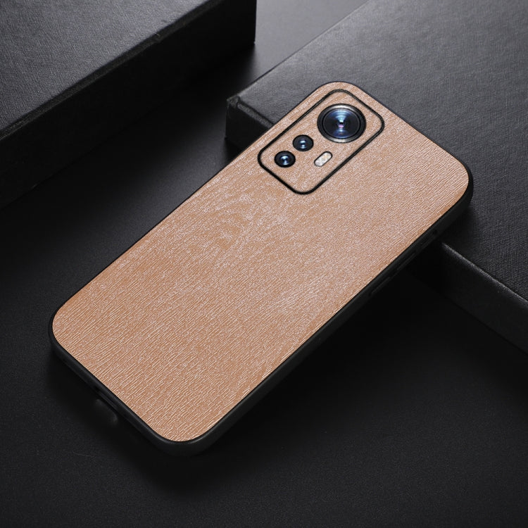 For Xiaomi 12 / 12X Wood Texture PU Phone Case