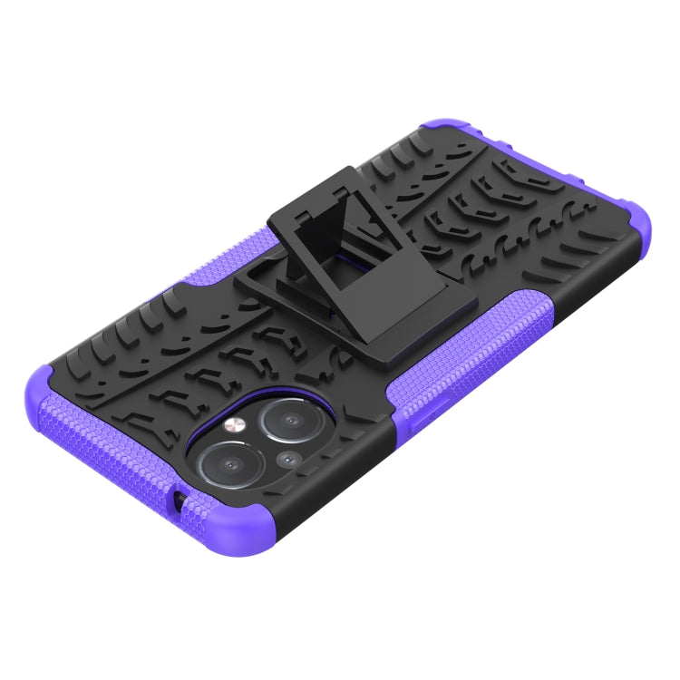 For OnePlus Nord N20 5G Tire Texture Shockproof TPU+PC Phone Case with Holder