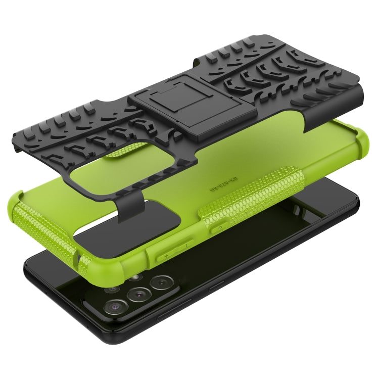 For Samsung Galaxy A73 5G Tire Texture Shockproof TPU+PC Phone Case with Holder