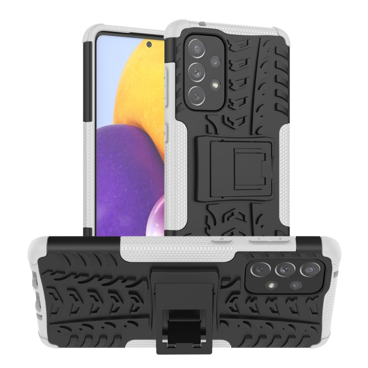 For Samsung Galaxy A73 5G Tire Texture Shockproof TPU+PC Phone Case with Holder