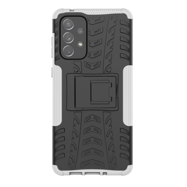 For Samsung Galaxy A73 5G Tire Texture Shockproof TPU+PC Phone Case with Holder