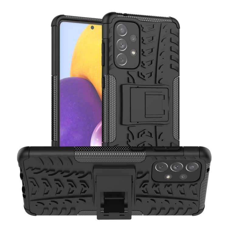 For Samsung Galaxy A73 5G Tire Texture Shockproof TPU+PC Phone Case with Holder