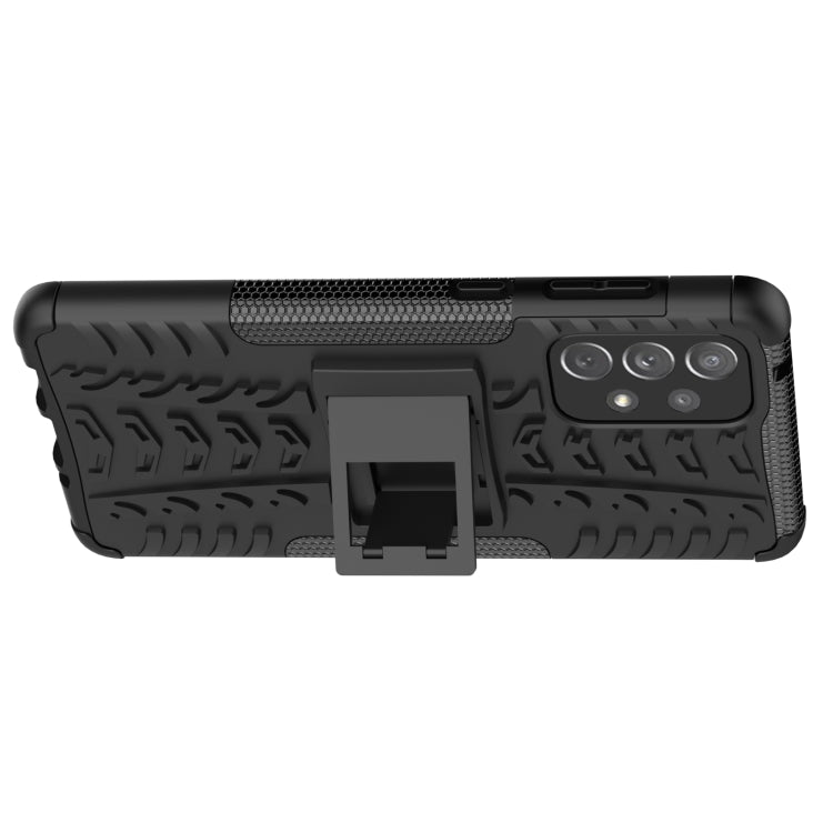 For Samsung Galaxy A73 5G Tire Texture Shockproof TPU+PC Phone Case with Holder