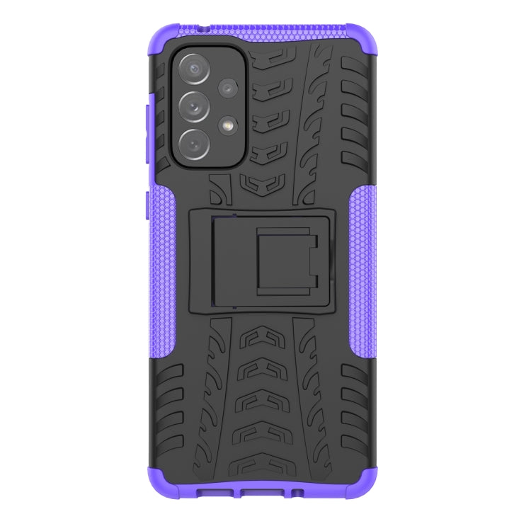 For Samsung Galaxy A73 5G Tire Texture Shockproof TPU+PC Phone Case with Holder