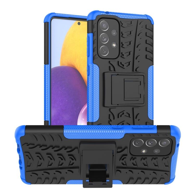 For Samsung Galaxy A73 5G Tire Texture Shockproof TPU+PC Phone Case with Holder