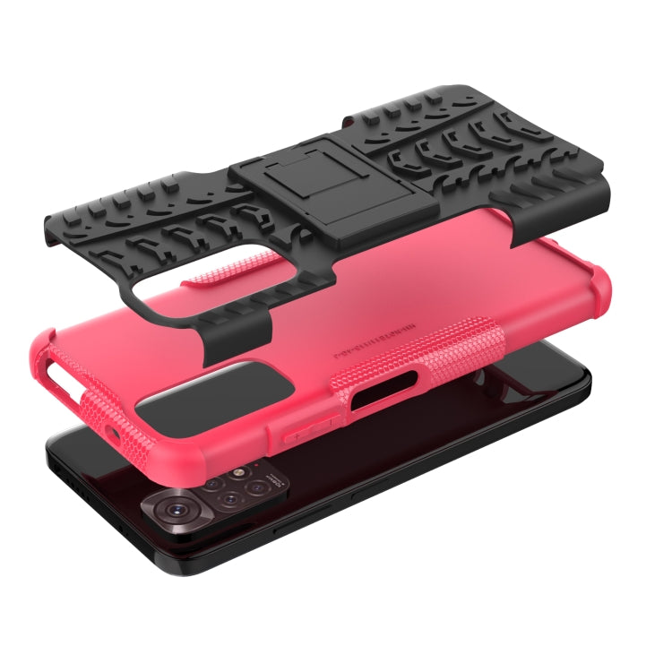 For Xiaomi Redmi Note 11S 4G International Version Tire Texture Shockproof TPU+PC Phone Case with Holder