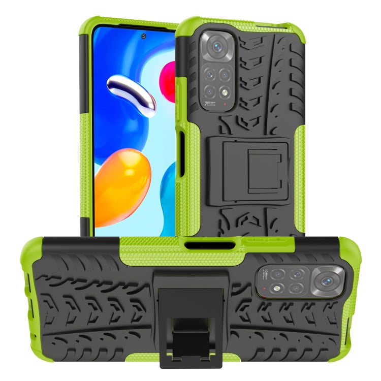 For Xiaomi Redmi Note 11S 4G International Version Tire Texture Shockproof TPU+PC Phone Case with Holder