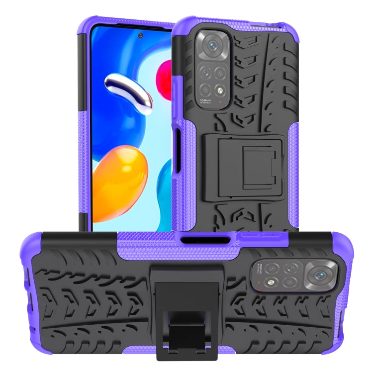 For Xiaomi Redmi Note 11S 4G International Version Tire Texture Shockproof TPU+PC Phone Case with Holder