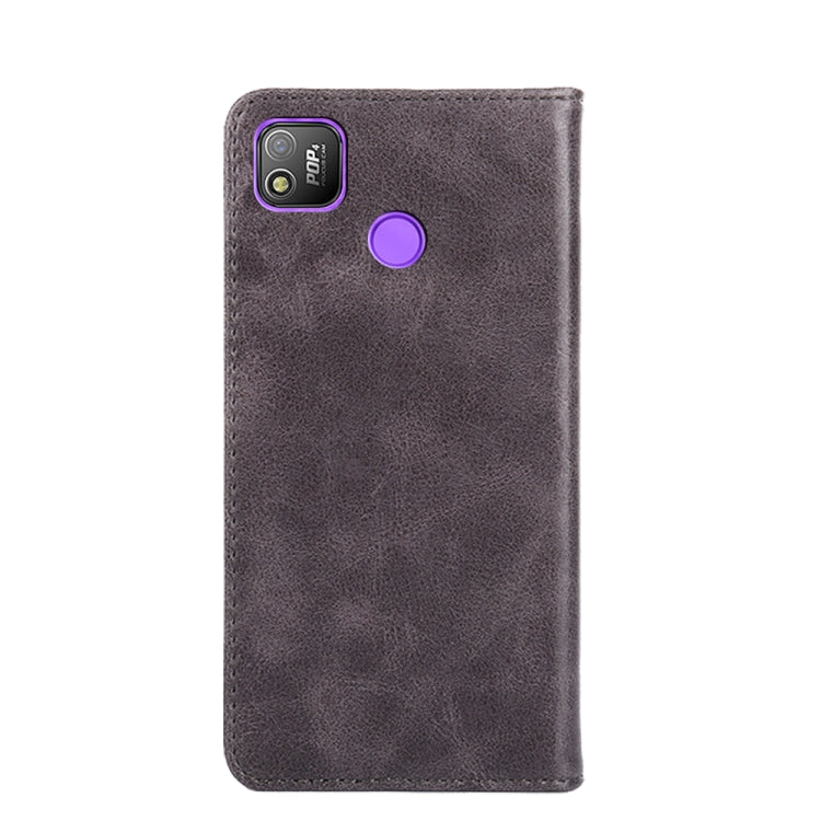 For Tecno Pop 4 Non-Magnetic Retro Texture Leather Phone Case