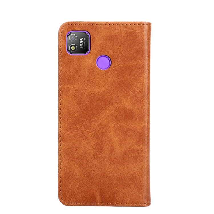 For Tecno Pop 4 Non-Magnetic Retro Texture Leather Phone Case