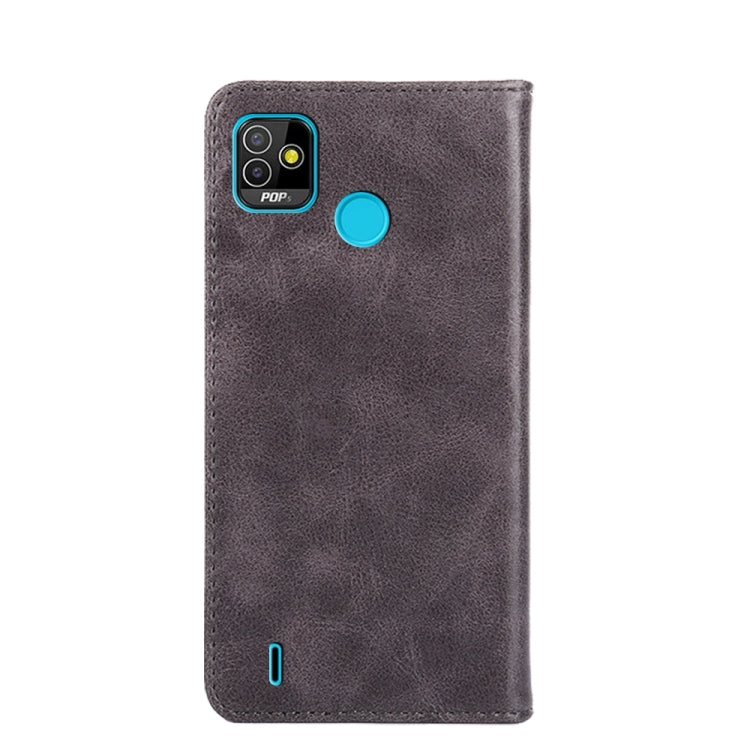 For Tecno Pop 5 Non-Magnetic Retro Texture Leather Phone Case