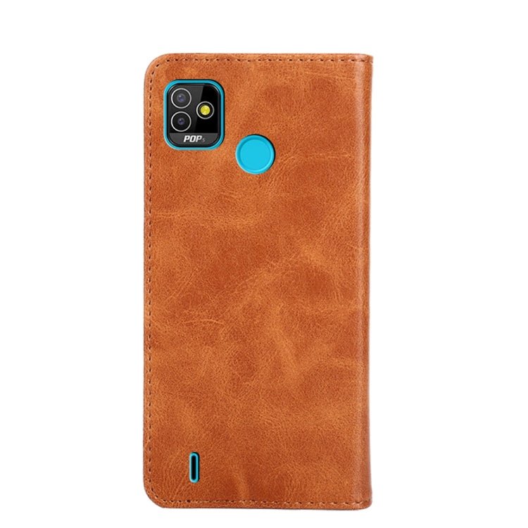 For Tecno Pop 5 Non-Magnetic Retro Texture Leather Phone Case
