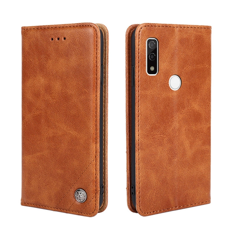 For Fujitsu Arrows WE F-51B Non-Magnetic Retro Texture Leather Phone Case