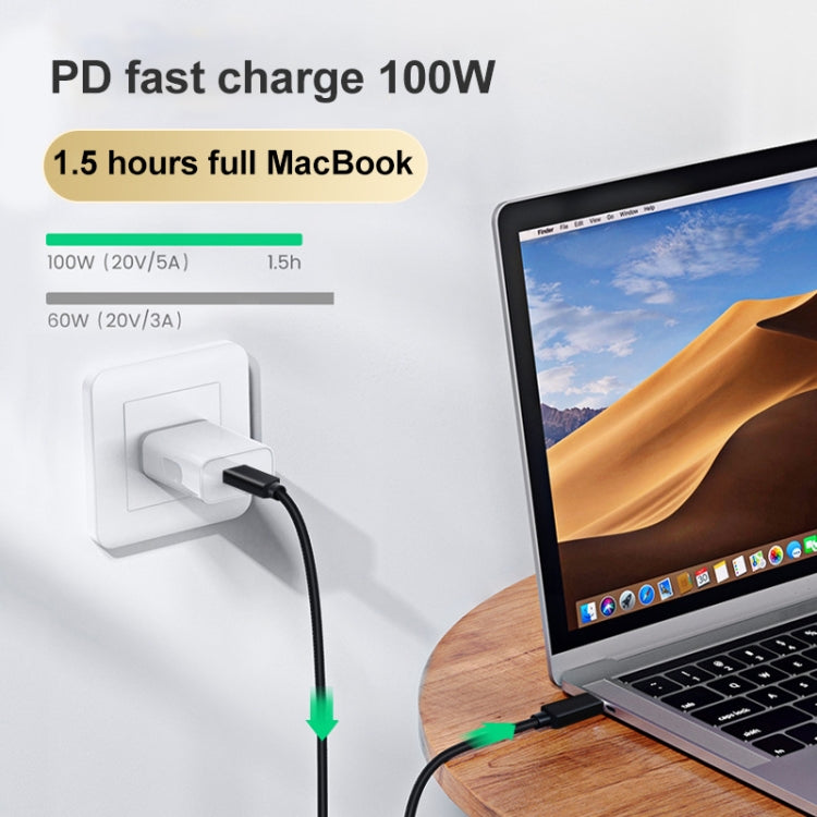 PD 100W USB-C / Type-C to USB-C / Type-C Compatible Thunderbolt 4 Full-function Data Cable, Cable Length:2m(Black and Grey Mesh)