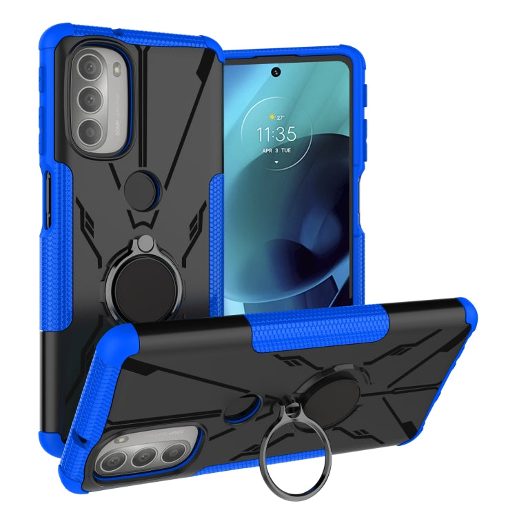 For Motorola Moto G51 5G Armor Bear Shockproof PC + TPU Phone Protective Case with Ring Holder