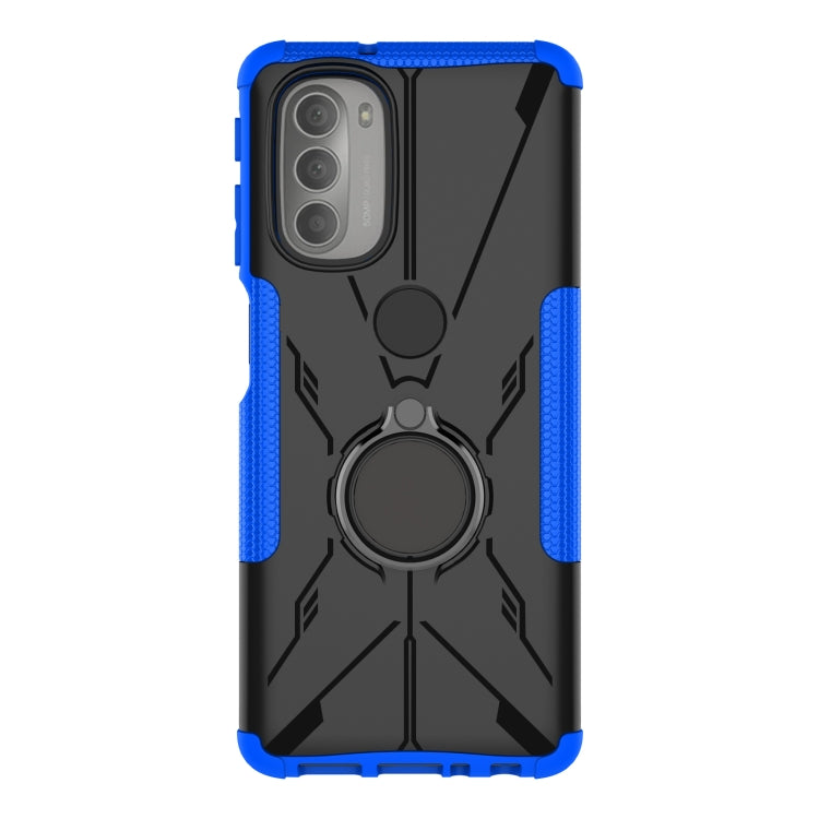 For Motorola Moto G51 5G Armor Bear Shockproof PC + TPU Phone Protective Case with Ring Holder