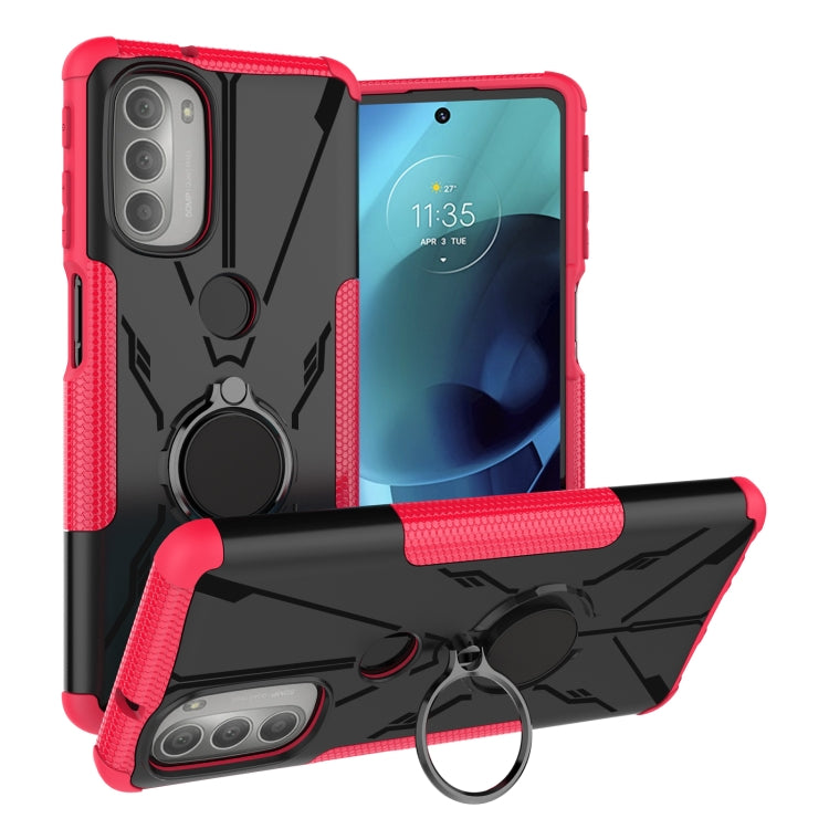 For Motorola Moto G51 5G Armor Bear Shockproof PC + TPU Phone Protective Case with Ring Holder