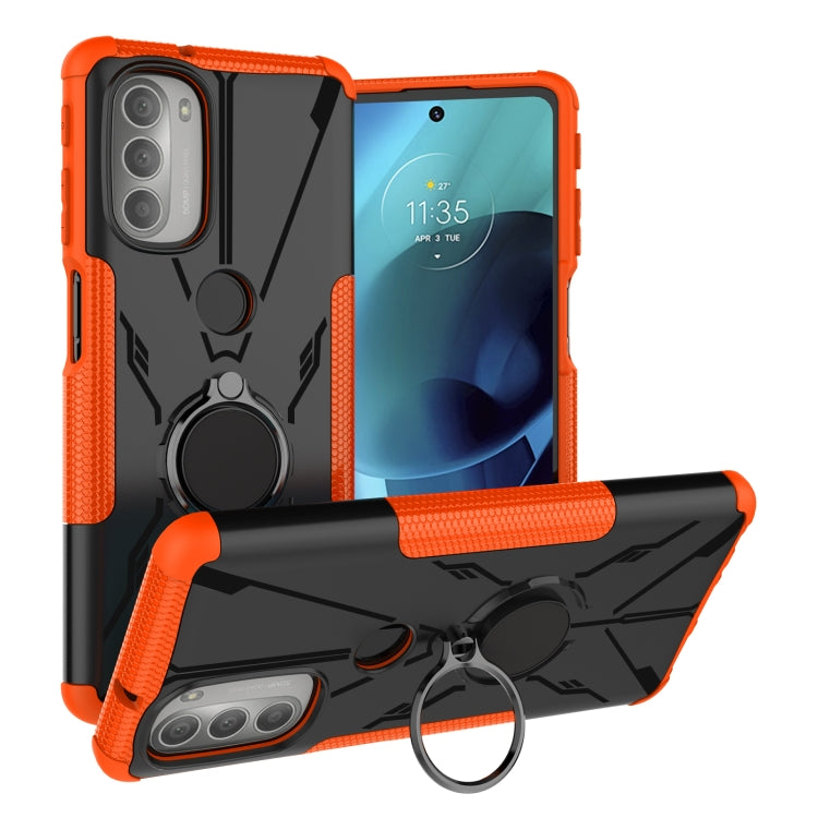 For Motorola Moto G51 5G Armor Bear Shockproof PC + TPU Phone Protective Case with Ring Holder