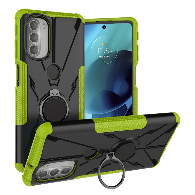 For Motorola Moto G51 5G Armor Bear Shockproof PC + TPU Phone Protective Case with Ring Holder