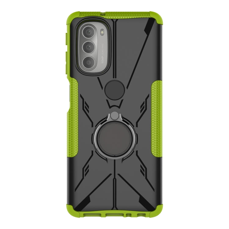 For Motorola Moto G51 5G Armor Bear Shockproof PC + TPU Phone Protective Case with Ring Holder