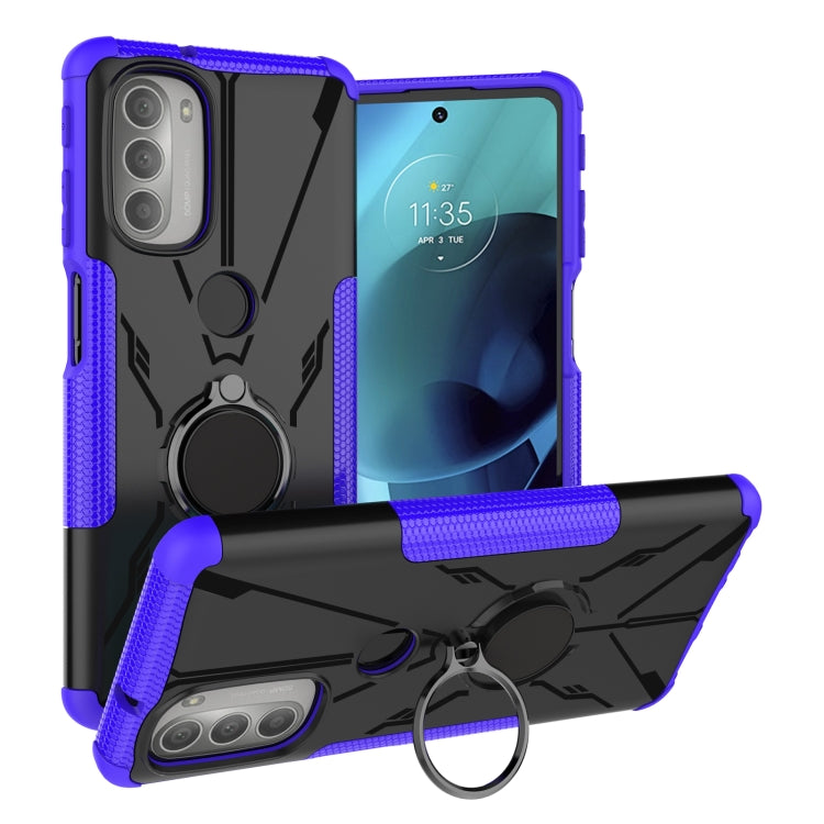 For Motorola Moto G51 5G Armor Bear Shockproof PC + TPU Phone Protective Case with Ring Holder