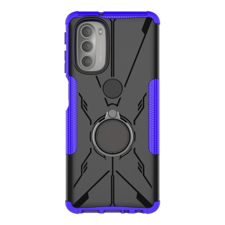 For Motorola Moto G51 5G Armor Bear Shockproof PC + TPU Phone Protective Case with Ring Holder