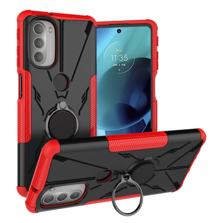 For Motorola Moto G51 5G Armor Bear Shockproof PC + TPU Phone Protective Case with Ring Holder