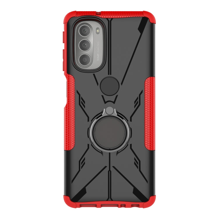 For Motorola Moto G51 5G Armor Bear Shockproof PC + TPU Phone Protective Case with Ring Holder