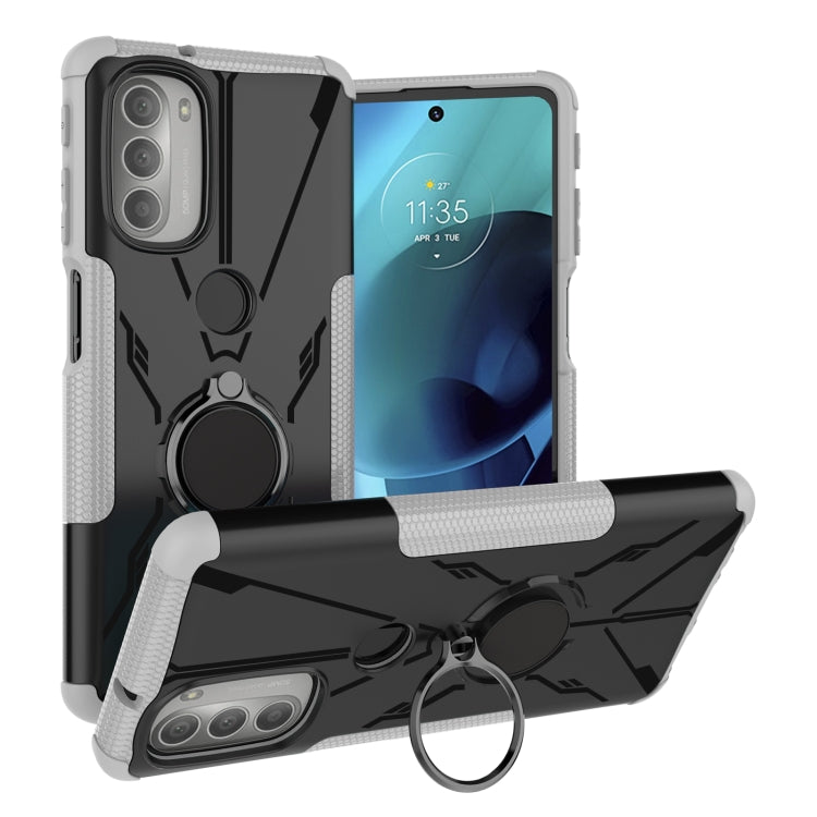 For Motorola Moto G51 5G Armor Bear Shockproof PC + TPU Phone Protective Case with Ring Holder