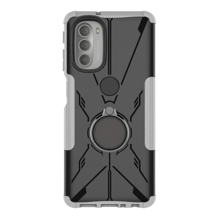For Motorola Moto G51 5G Armor Bear Shockproof PC + TPU Phone Protective Case with Ring Holder